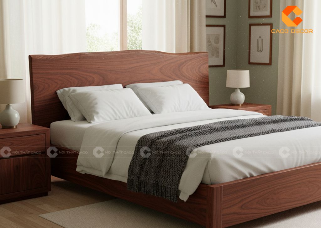Mẫu giường ngủ gỗ tự nhiên cao cấp sang trọng