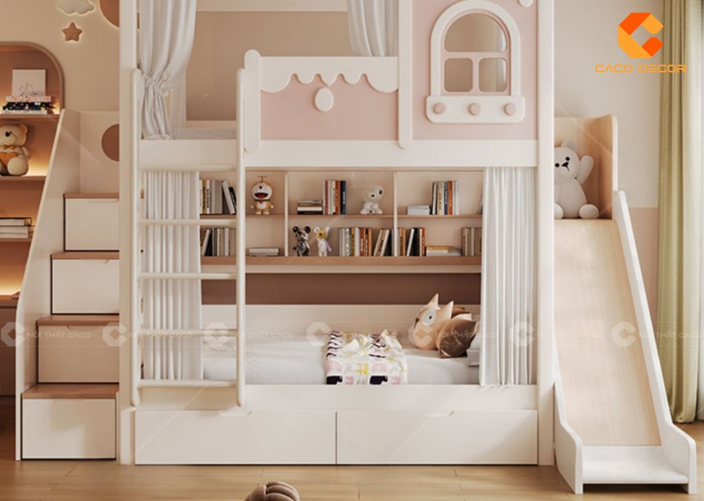 30+ Mẫu Giường Ngủ Trẻ Em Bằng Gỗ Đẹp, Bền, An Toàn Tại CaCo 3