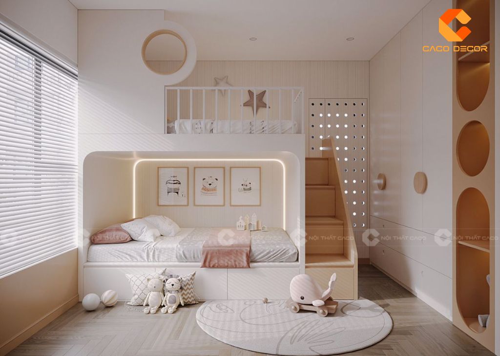 30+ Mẫu Giường Ngủ Trẻ Em Bằng Gỗ Đẹp, Bền, An Toàn Tại CaCo 9