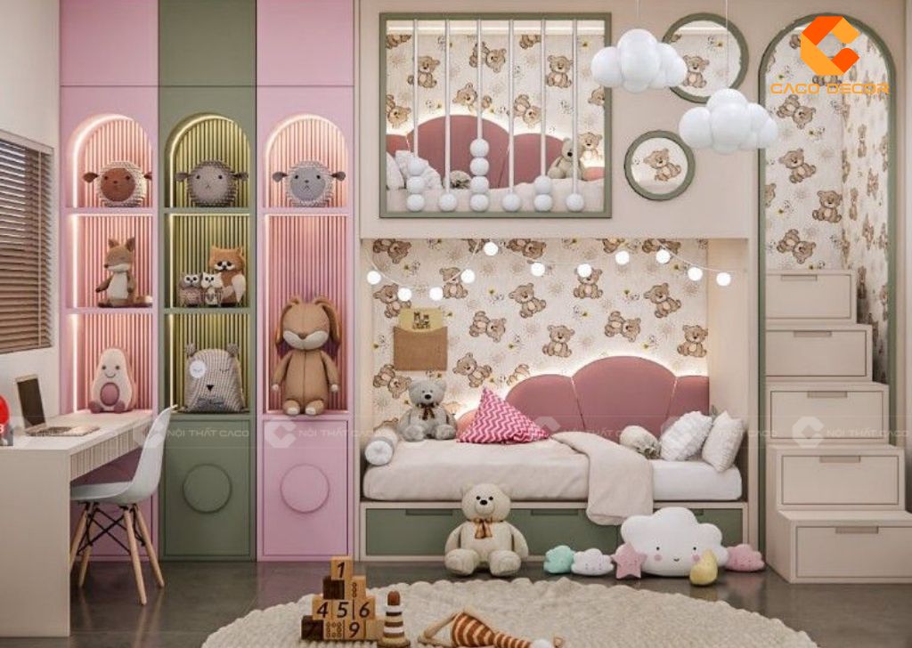 30+ Mẫu Giường Ngủ Trẻ Em Bằng Gỗ Đẹp, Bền, An Toàn Tại CaCo 10