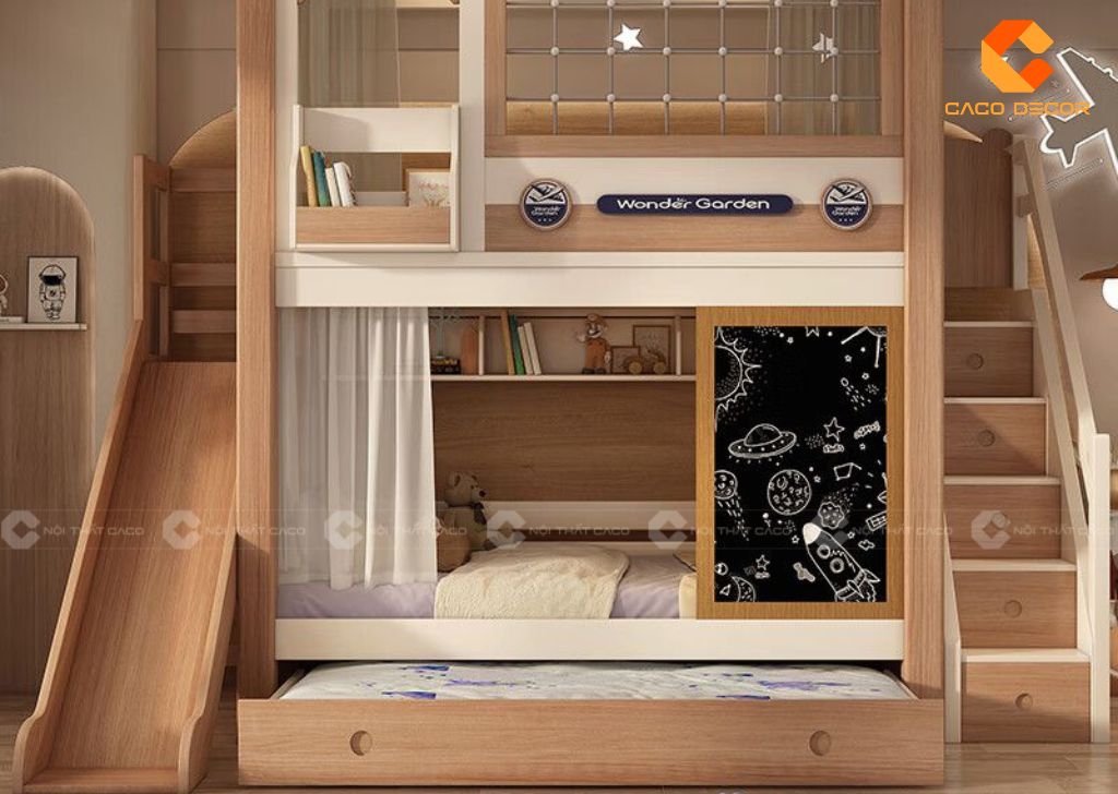 30+ Mẫu Giường Ngủ Trẻ Em Bằng Gỗ Đẹp, Bền, An Toàn Tại CaCo 12