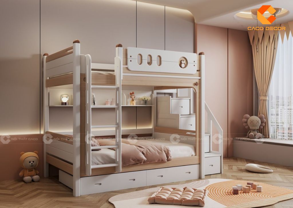 30+ Mẫu Giường Ngủ Trẻ Em Bằng Gỗ Đẹp, Bền, An Toàn Tại CaCo 14