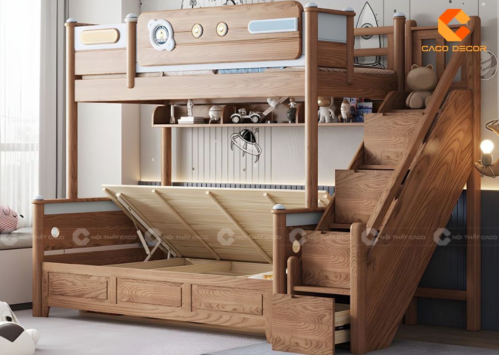 30+ Mẫu Giường Ngủ Trẻ Em Bằng Gỗ Đẹp, Bền, An Toàn Tại CaCo 15