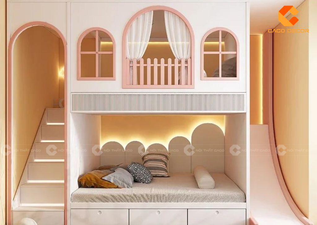 30+ Mẫu Giường Ngủ Trẻ Em Bằng Gỗ Đẹp, Bền, An Toàn Tại CaCo 19