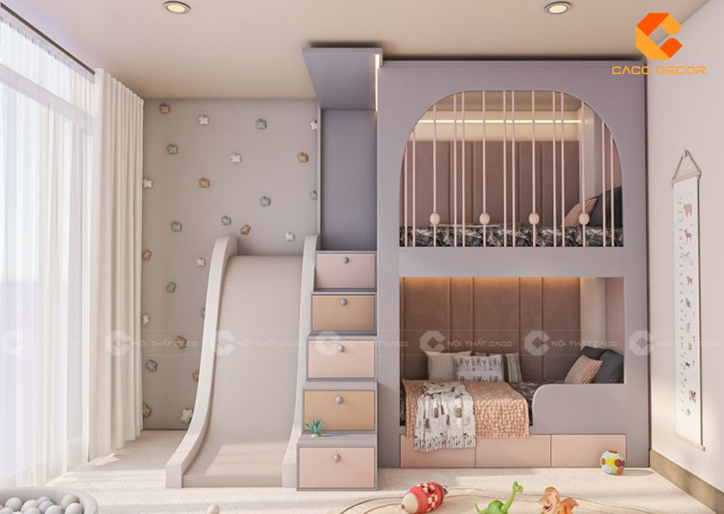 30+ Mẫu Giường Ngủ Trẻ Em Bằng Gỗ Đẹp, Bền, An Toàn Tại CaCo 20