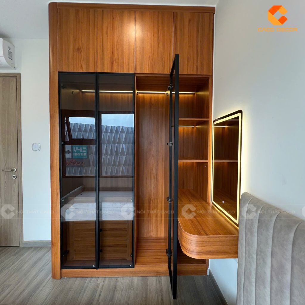 Hình ảnh thực tế tủ áo cánh kính bàn giao cho khách hàng
