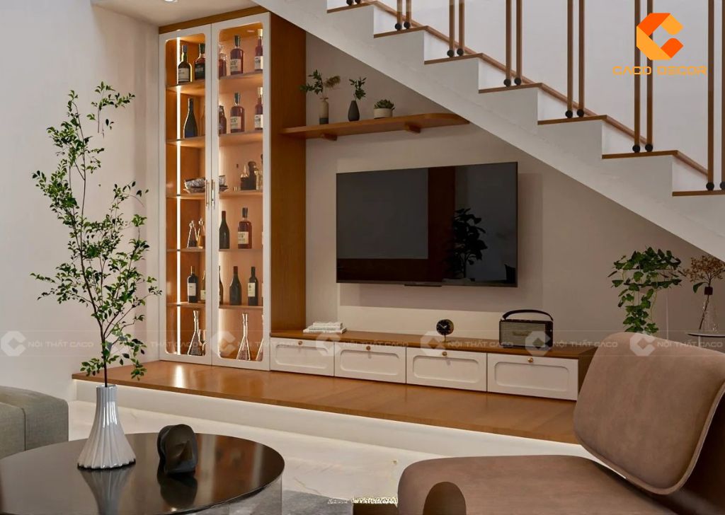 25+ Mẫu Kệ Tivi Gầm Cầu Thang Đẹp, Hiện Đại Cho Nhà Phố 5