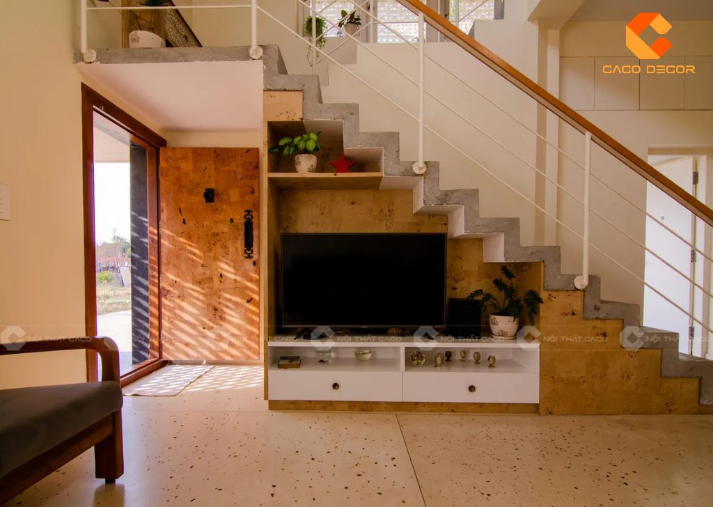 25+ Mẫu Kệ Tivi Gầm Cầu Thang Đẹp, Hiện Đại Cho Nhà Phố 9