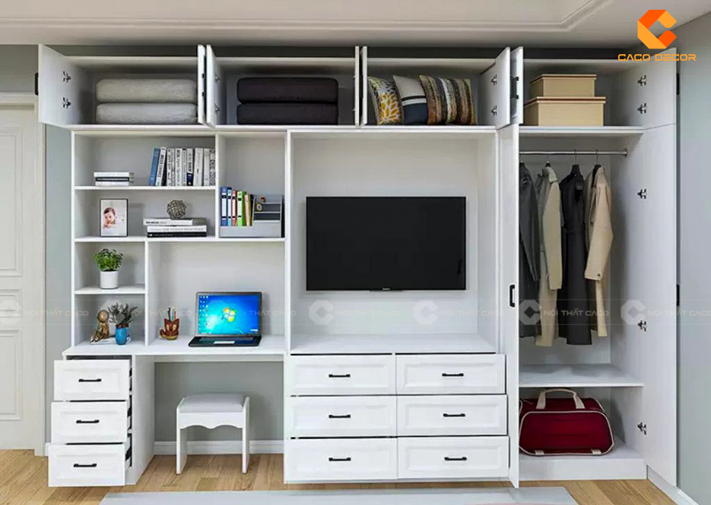 Tủ Quần Áo Kết Hợp Kệ TiVi Đẹp Hiện Đại Sang Trọng 6
