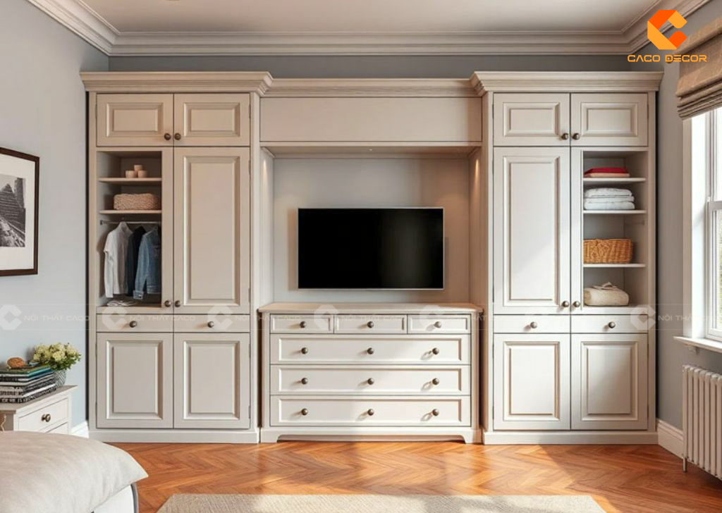 Tủ Quần Áo Kết Hợp Kệ TiVi Đẹp Hiện Đại Sang Trọng 11