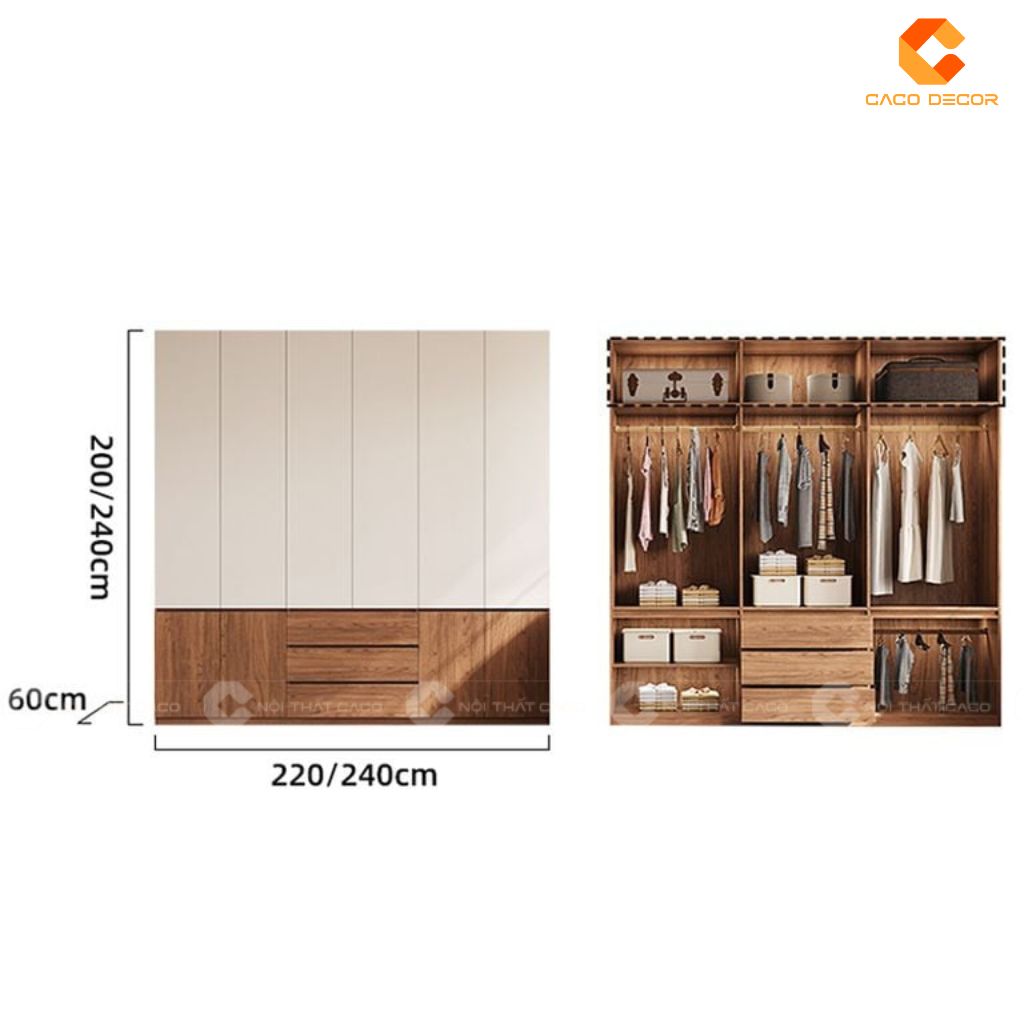 Tủ Quần Áo Gỗ Công Nghiệp TAM094 Thiết Kế Phối Màu Trẻ Trung, Hiện Đại 2