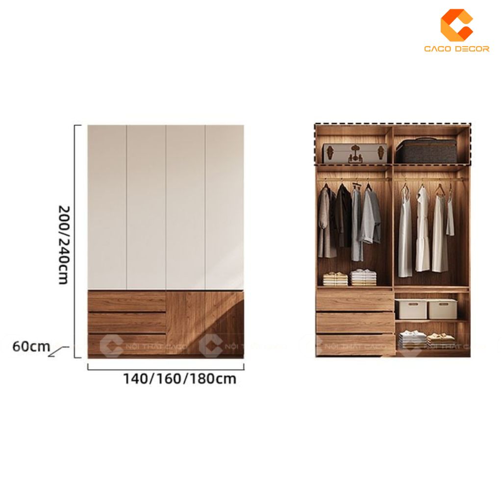 Tủ Quần Áo Gỗ Công Nghiệp TAM094 Thiết Kế Phối Màu Trẻ Trung, Hiện Đại 4