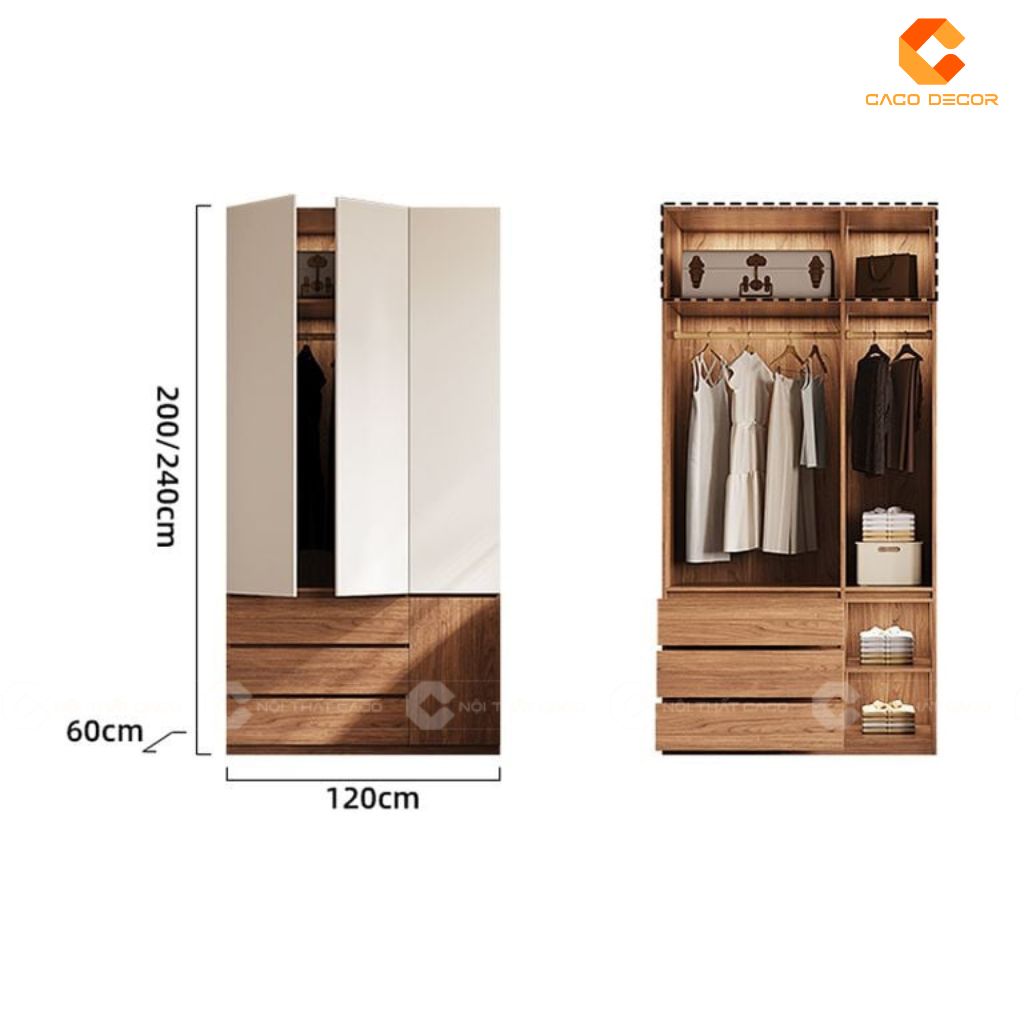Tủ Quần Áo Gỗ Công Nghiệp TAM094 Thiết Kế Phối Màu Trẻ Trung, Hiện Đại 5
