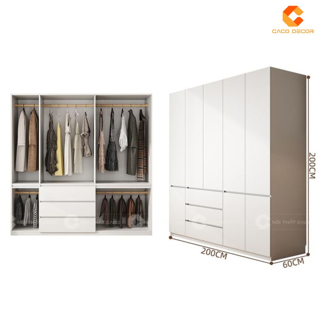 Tủ Quần Áo Gỗ Công Nghiệp TAM095 Vẻ Đẹp Thuần Khiết, Công Năng Vượt Trội 2