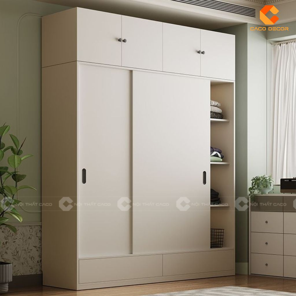 Tủ Quần Áo Gỗ Công Nghiệp TAM096 Hệ Tủ Cửa Lùa Đa Năng Tích Hợp Bàn Trang Điểm 1