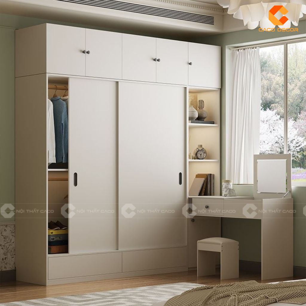 Tủ Quần Áo Gỗ Công Nghiệp TAM096 Hệ Tủ Cửa Lùa Đa Năng Tích Hợp Bàn Trang Điểm 3