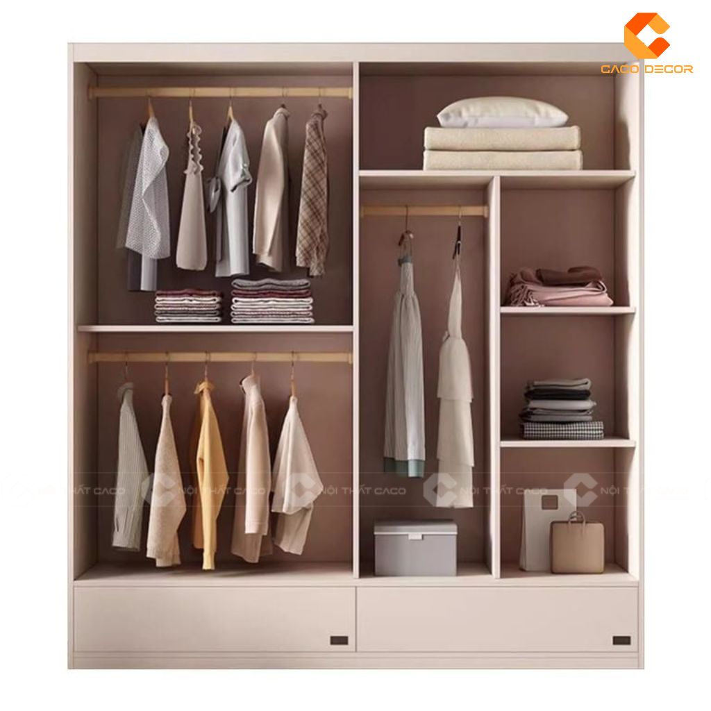 Tủ Quần Áo Gỗ Công Nghiệp TAM096 Hệ Tủ Cửa Lùa Đa Năng Tích Hợp Bàn Trang Điểm 6