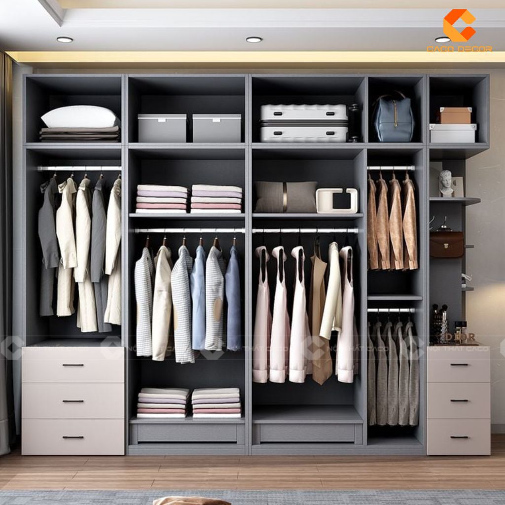 Tủ Quần Áo Gỗ Công Nghiệp TAM85 Mẫu Tủ Kịch Trần Cánh Kính LED Sang Trọng 4