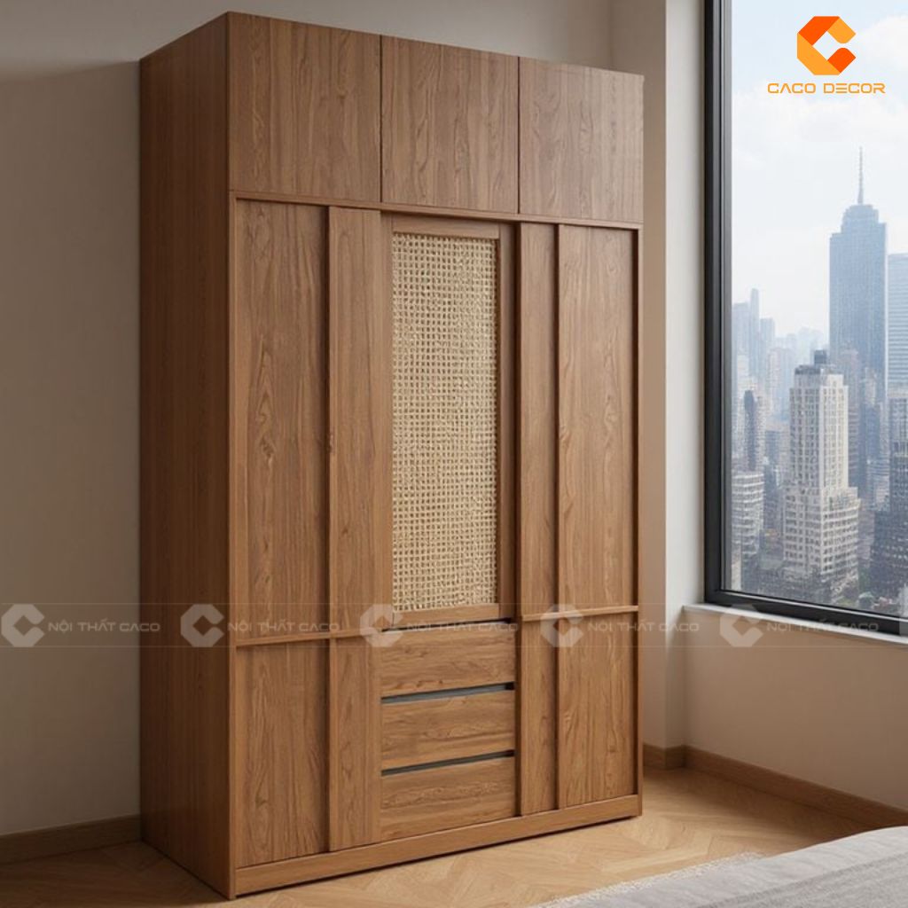 Tủ Áo Gỗ Công Nghiệp TAM088 – Mẫu Tủ Cửa Lùa Mây Tre Hiện Đại, Tiện Dụng 2