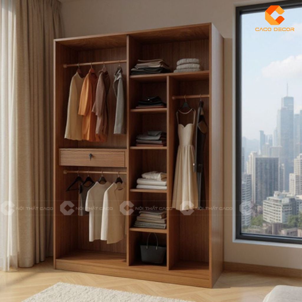 Tủ Quần Áo Gỗ Công Nghiệp TAM089 – Mẫu Tủ Cửa Lùa Nan Mây Hiện Đại, Sang Trọng 4