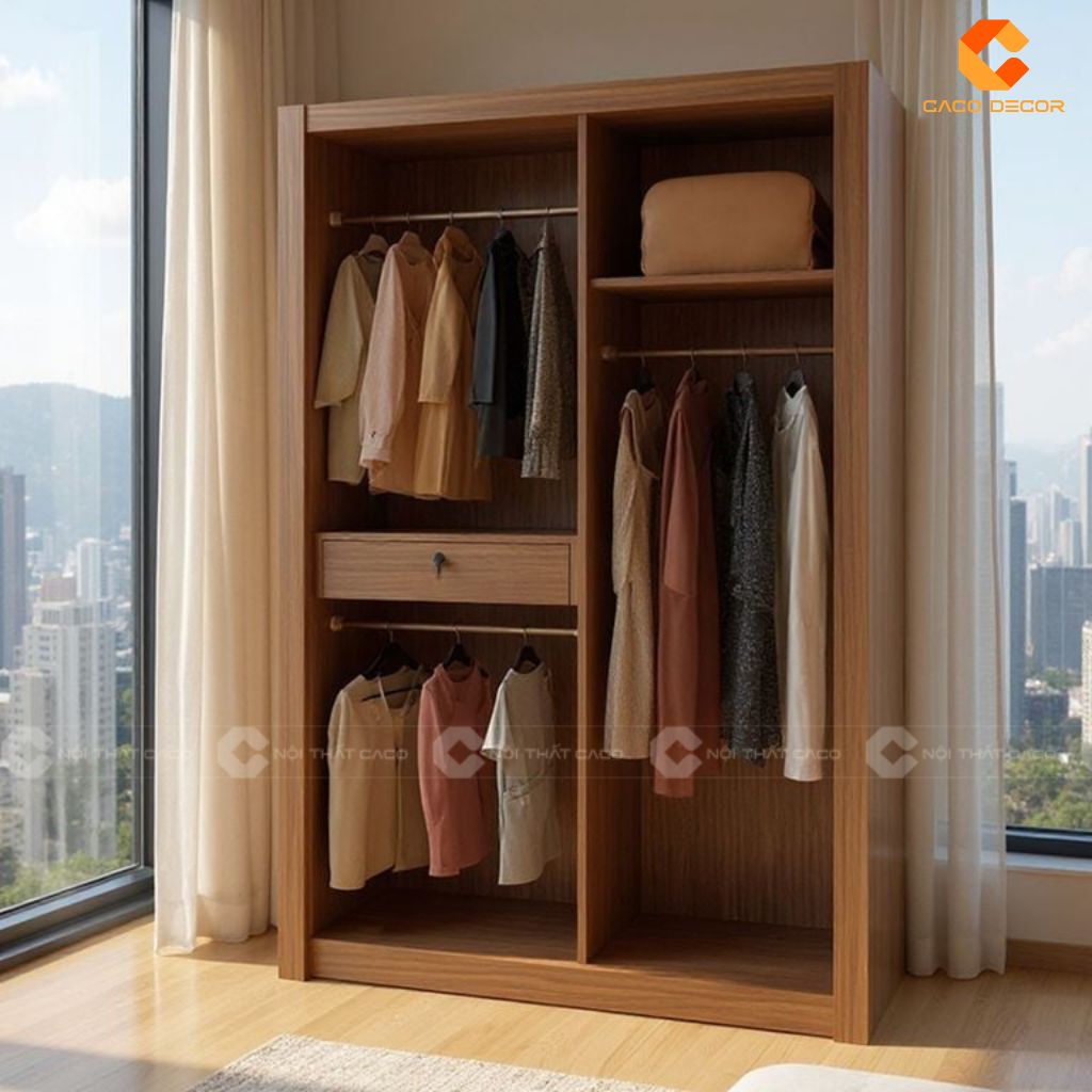 Tủ Quần Áo Gỗ Công Nghiệp TAM089 – Mẫu Tủ Cửa Lùa Nan Mây Hiện Đại, Sang Trọng 5