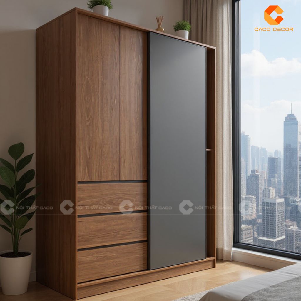 Tủ Quần Áo Gỗ Công Nghiệp TAM090 Mẫu Tủ Cửa Lùa Đa Dạng Màu Sắc, Tiện Ích Tối Ưu 1