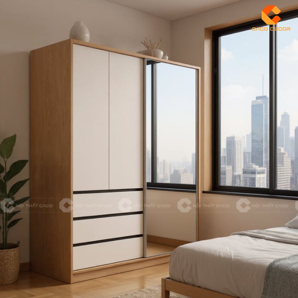 Tủ Quần Áo Gỗ Công Nghiệp TAM090 Mẫu Tủ Cửa Lùa Đa Dạng Màu Sắc, Tiện Ích Tối Ưu 5