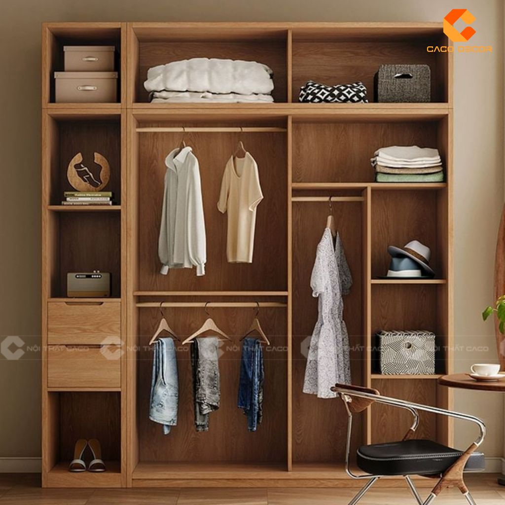 Tủ Quần Áo Gỗ Công Nghiệp TAM092 Mẫu Tủ Cánh Lùa Nan Mây Hiện Đại, Tiện Dụng 1