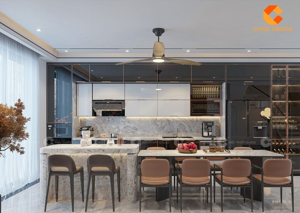 Mẫu tủ bếp chữ I cho căn hộ cao cấp