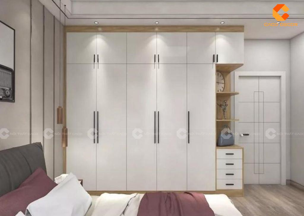 Mẫu tủ quần áo kịch trần màu trắng