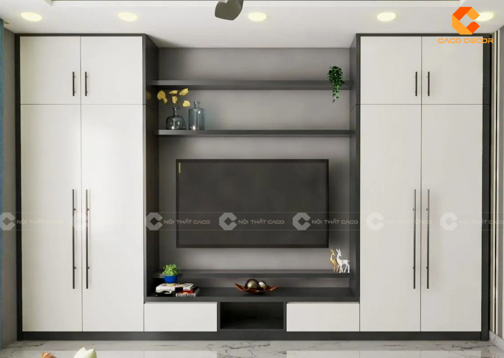 Tủ Quần Áo Kết Hợp Kệ TiVi Đẹp Hiện Đại Sang Trọng 4
