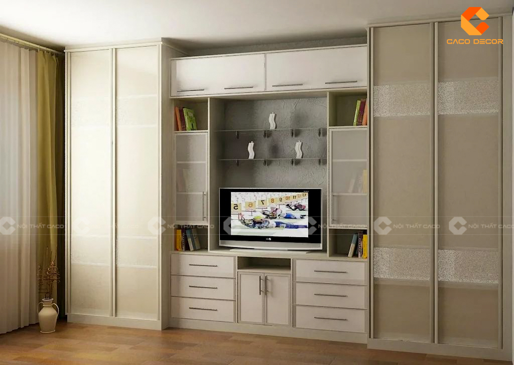 Tủ Quần Áo Kết Hợp Kệ TiVi Đẹp Hiện Đại Sang Trọng 12