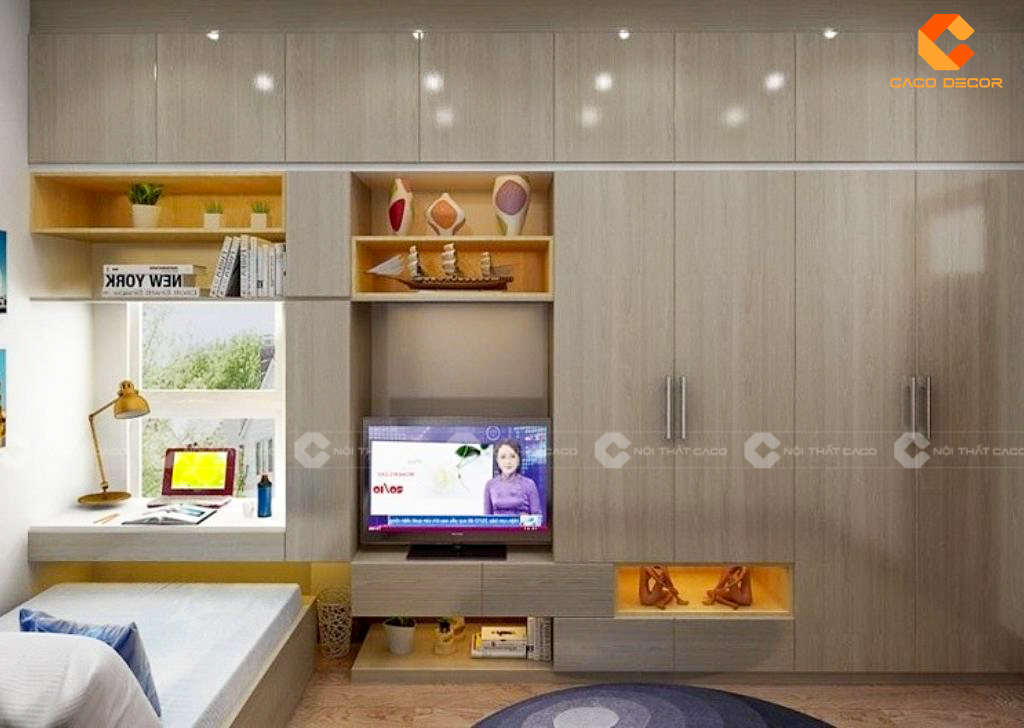 Tủ Quần Áo Kết Hợp Kệ TiVi Đẹp Hiện Đại Sang Trọng 2