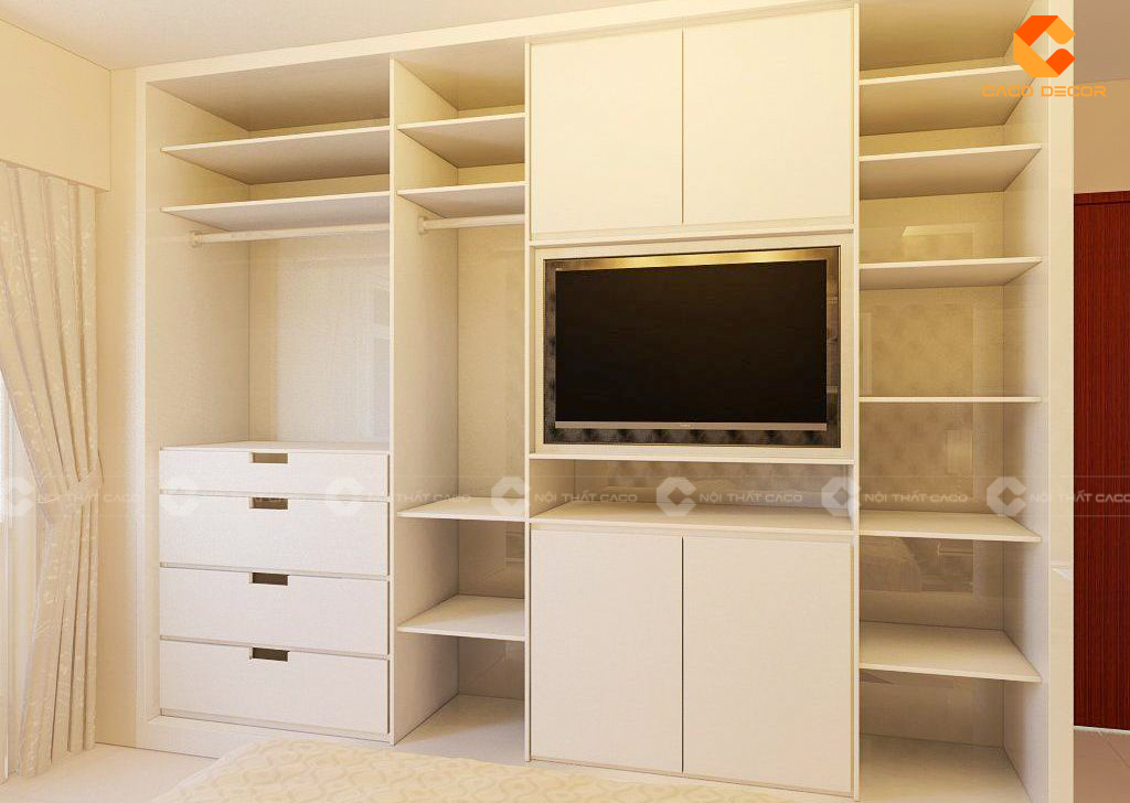 Tủ Quần Áo Kết Hợp Kệ TiVi Đẹp Hiện Đại Sang Trọng 16