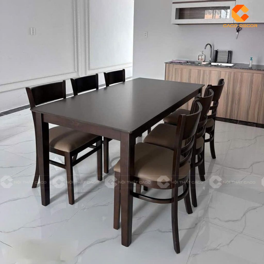 Bàn ăn gỗ tự nhiên BA045 màu đen sang trọng