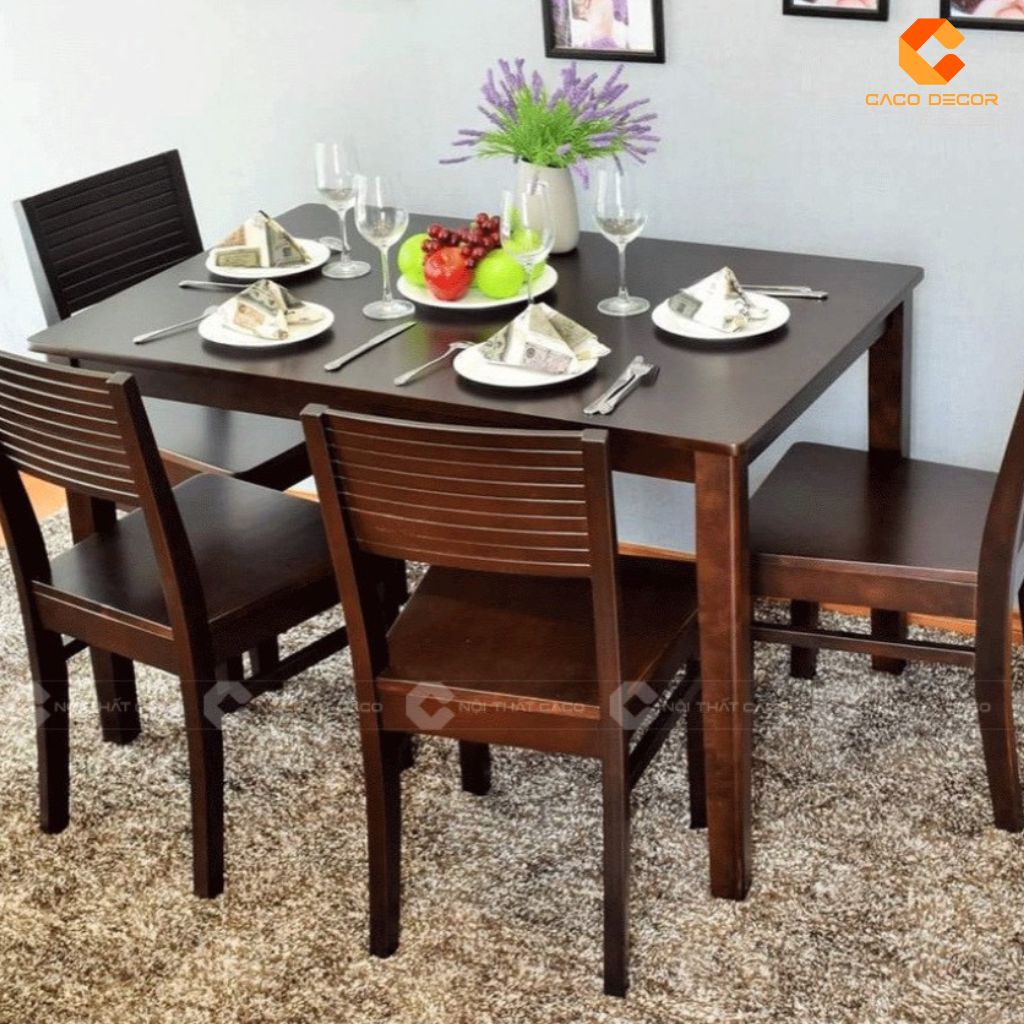 Bộ Bàn Ăn Gỗ Tự Nhiên BA047 Thiết Kế Ghế Nan Ngang Lưng Cong Thanh Lịch 3