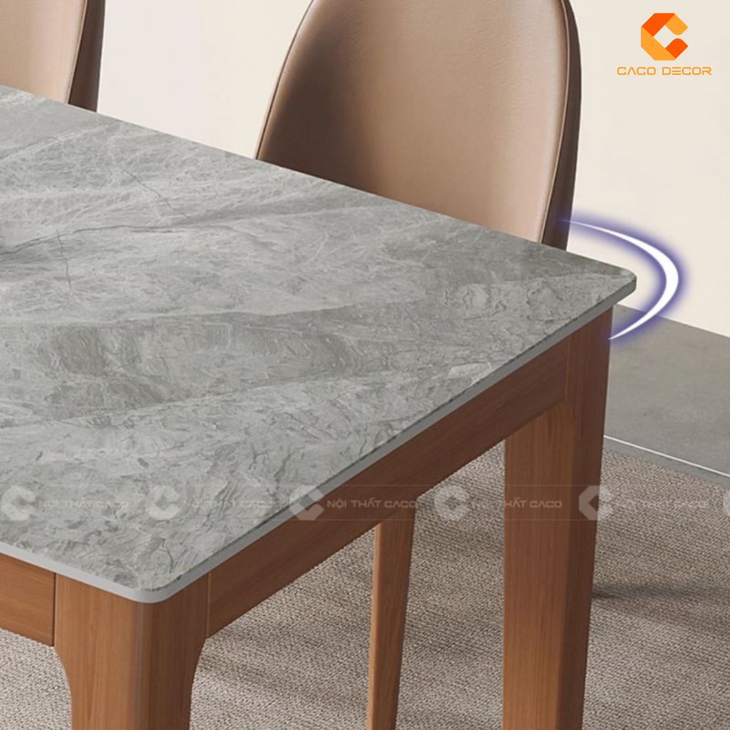 Bàn ăn gỗ tự nhiên BA049 thiết kế bọc da êm ái