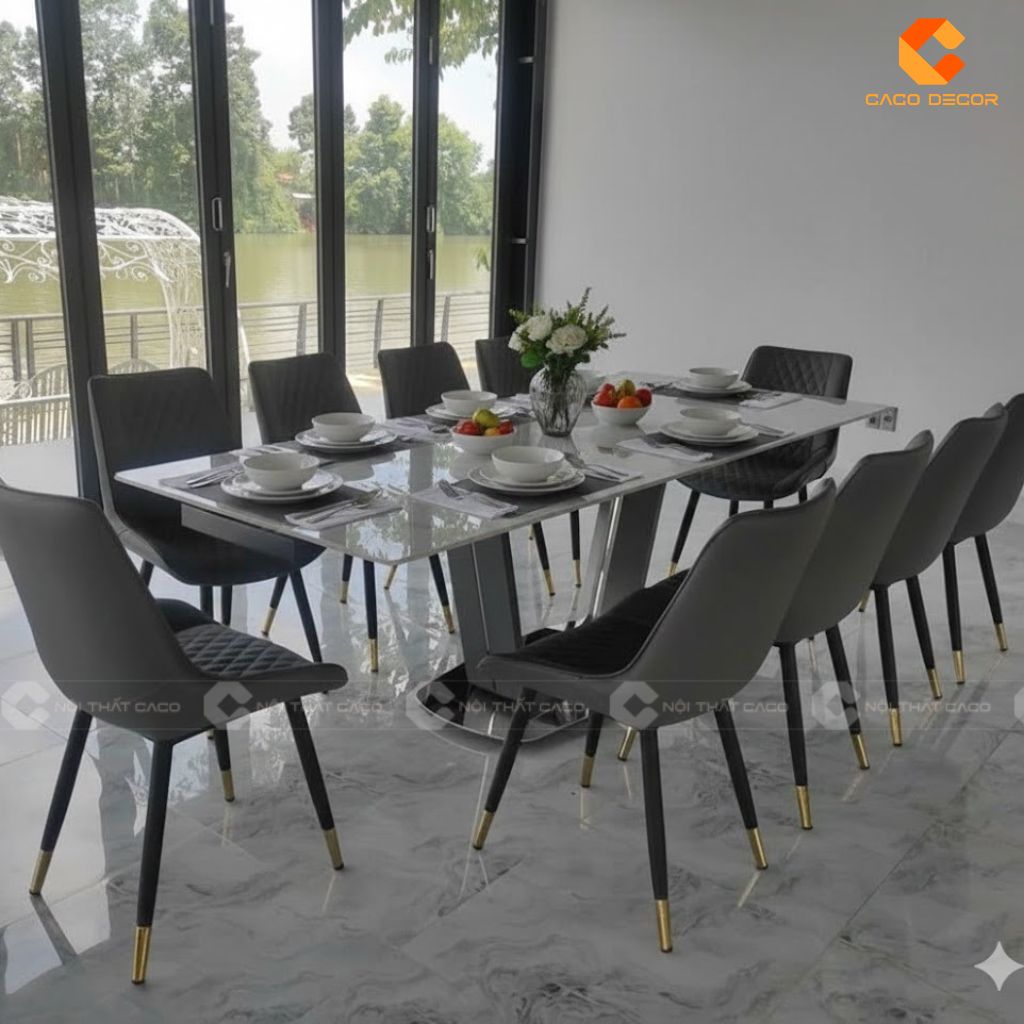 Bàn ăn mặt đá ceramic BA054 sang trọng