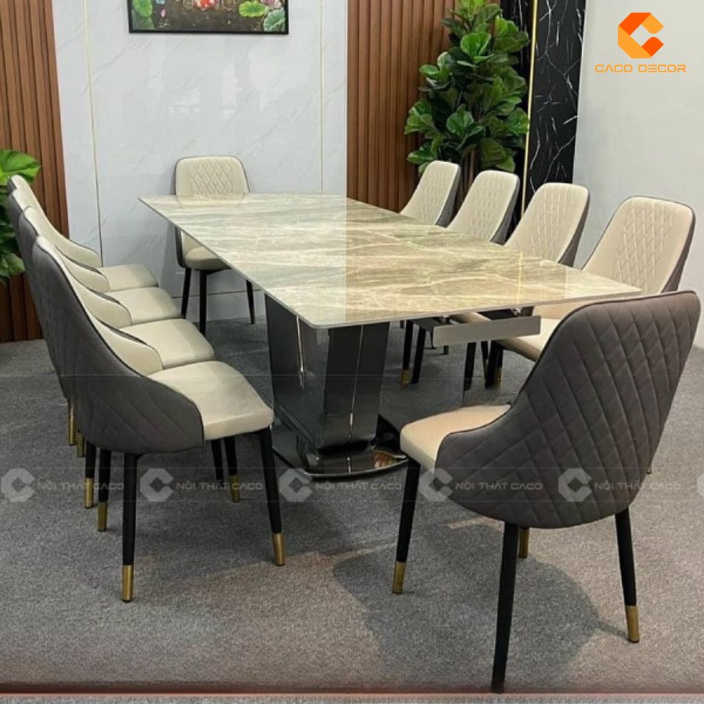 Bàn ăn mặt đá ceramic BA054 chắc chắn