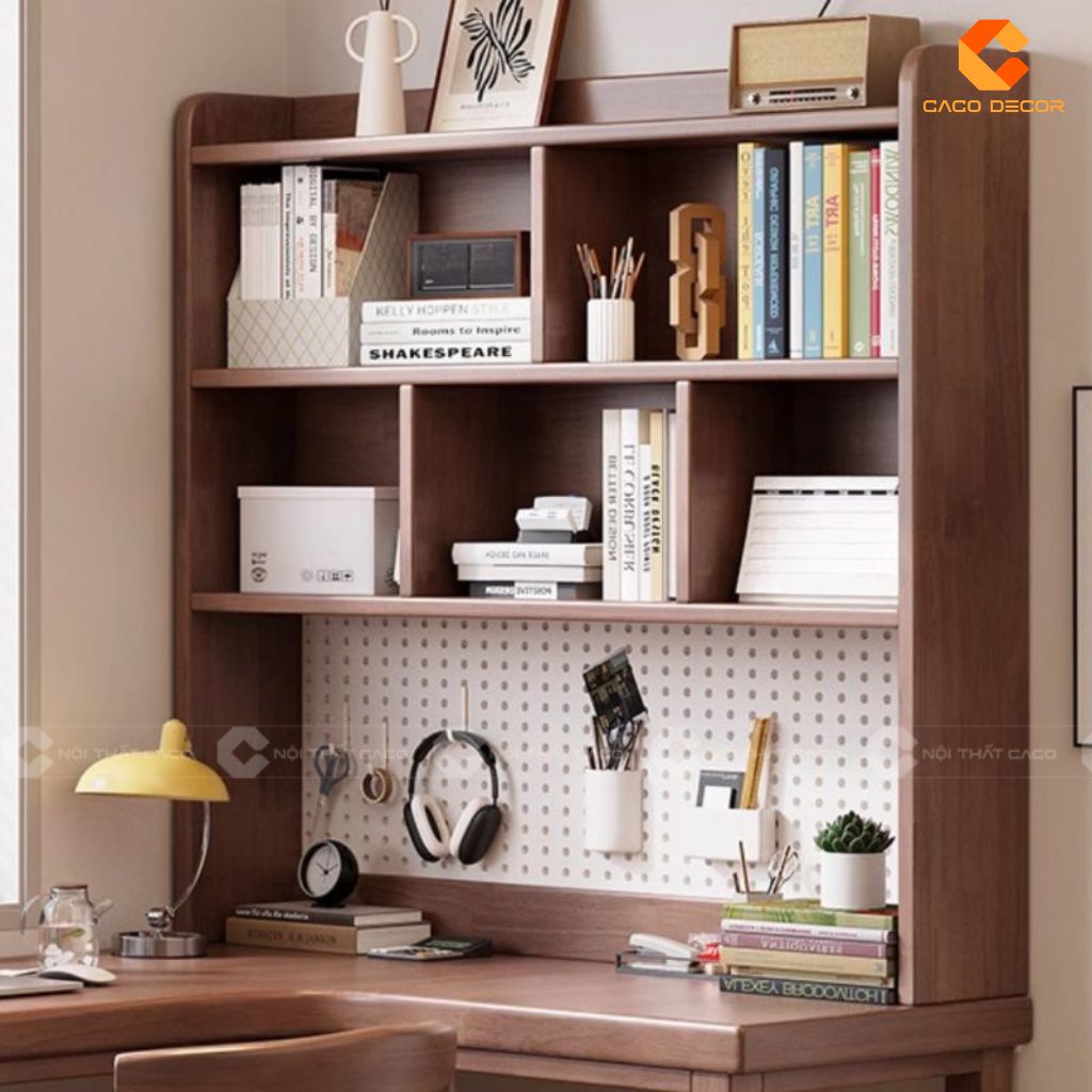 Bàn Làm Việc Gỗ Tự Nhiên BLV033 Giải Pháp Chữ L Tích Hợp Kệ Sách Đa Năng Cho Văn Phòng Hiện Đại 1