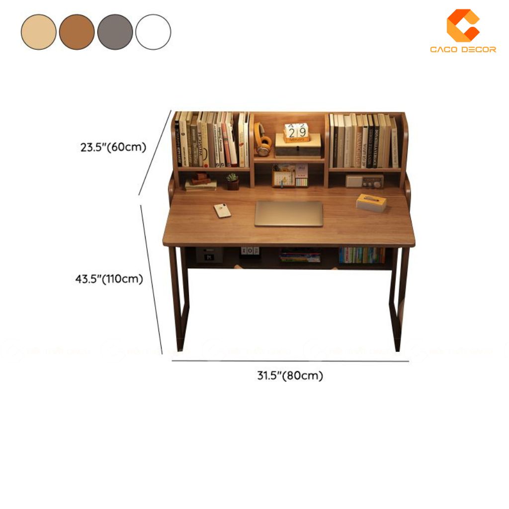 Bàn Làm Việc Gỗ Tự Nhiên BLV032 Thiết Kế Thông Minh Tích Hợp Kệ Sách Đa Năng 2