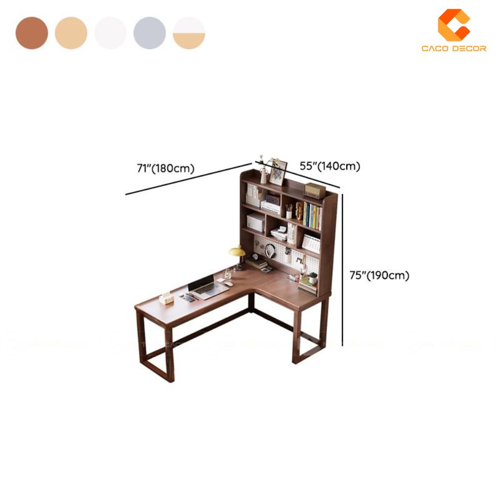 Bàn Làm Việc Gỗ Tự Nhiên BLV033 Giải Pháp Chữ L Tích Hợp Kệ Sách Đa Năng Cho Văn Phòng Hiện Đại 4