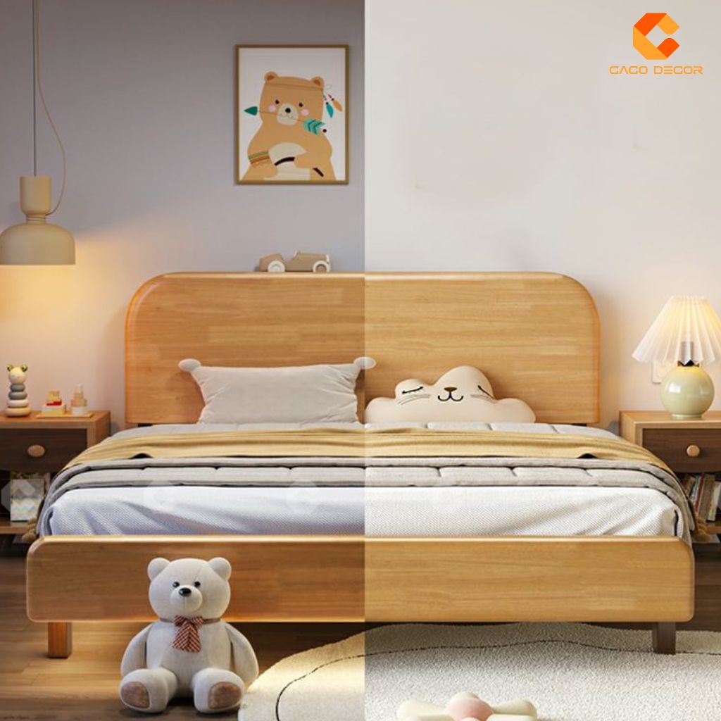 Giường Ngủ Trẻ Em Gỗ Tự Nhiên GNTE042 Vẻ Đẹp Mộc Mạc, Nâng Niu Giấc Ngủ 3