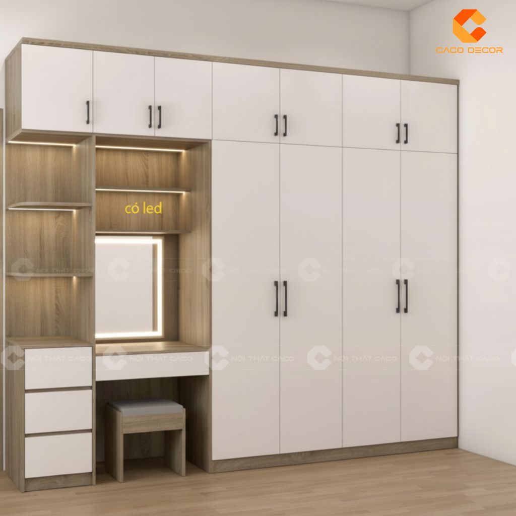 Tủ quần áo kết hợp bàn trang điểm 3D