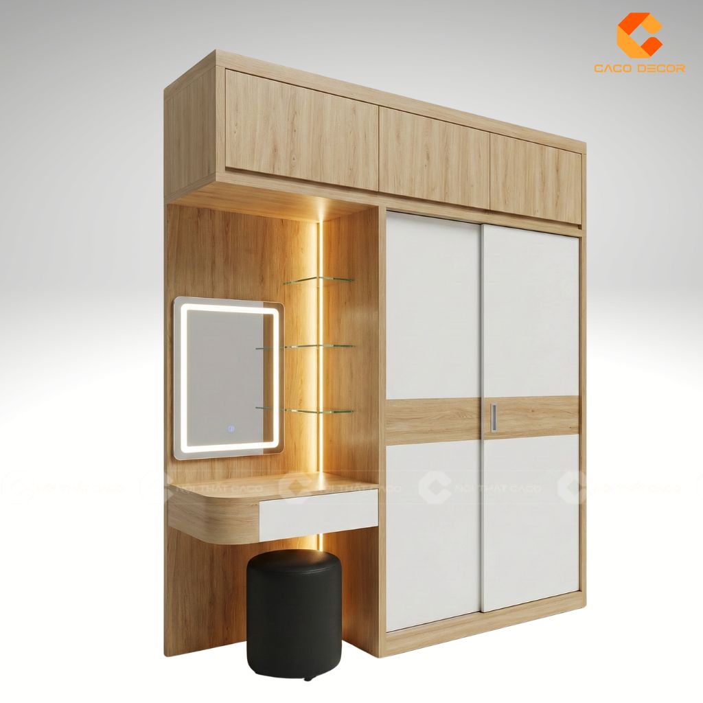 Hình ảnh 3D tủ quần áo cửa lùa 