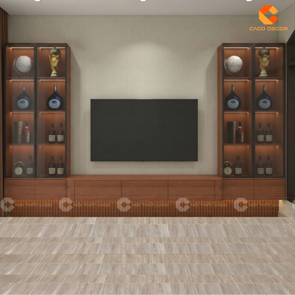 Hình ảnh 3D tủ kệ tivi bàn giao cho khách hàng