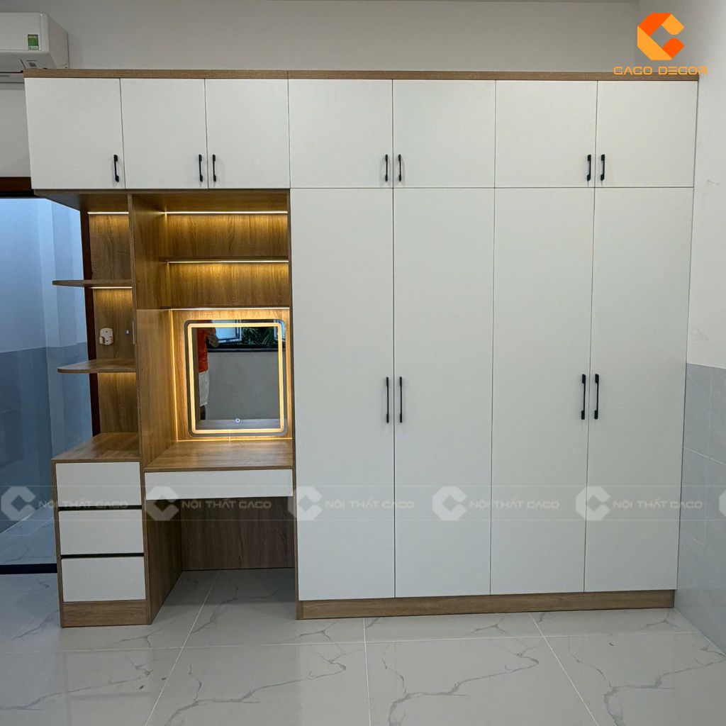 Hình ảnh thực tế bàn giao tủ áo kết hợp bàn trang điểm