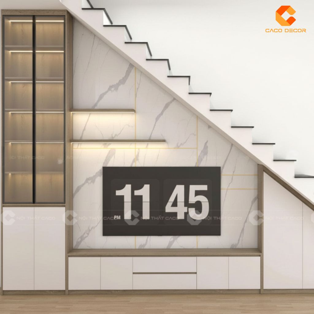 Tủ kệ tivi hình ảnh 3D khi bàn giao