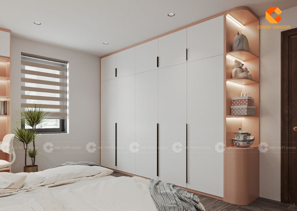 Phong cách phòng trẻ em màu hồng trắng