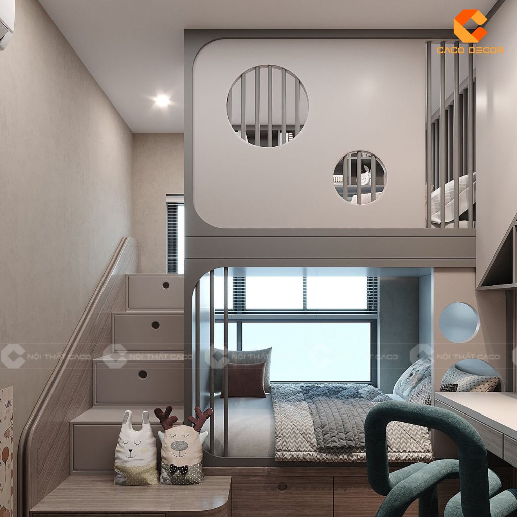 Phòng Ngủ Trẻ Em PNTE086 Giải Pháp Giường Tầng Thông Minh & Hiện Đại 1